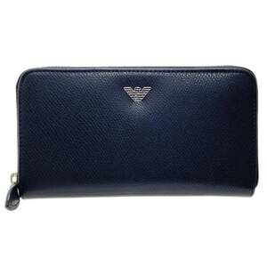 Emporio Armani Eagle Zip Around Long Wallet in Black Leather (YEME49 YAQ2E) E...